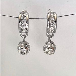 Vintage Authentic Swan Signed Swarovski Silver Pierced Dangle Earrings